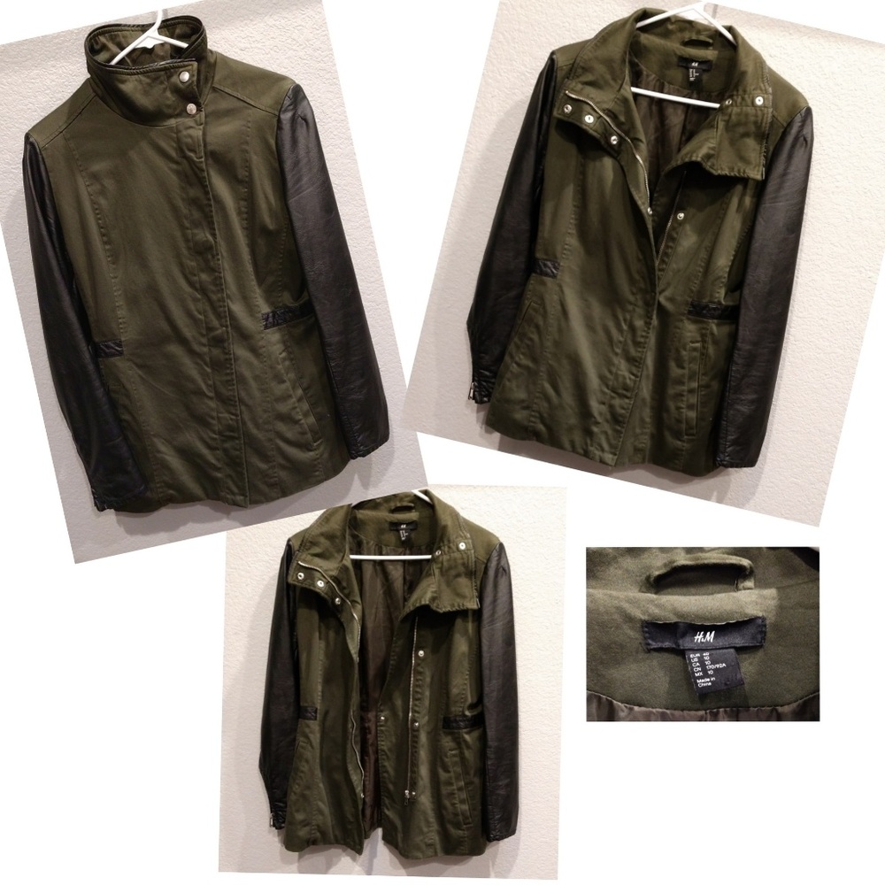 H&M Green Jacket w/ Pleather Arms